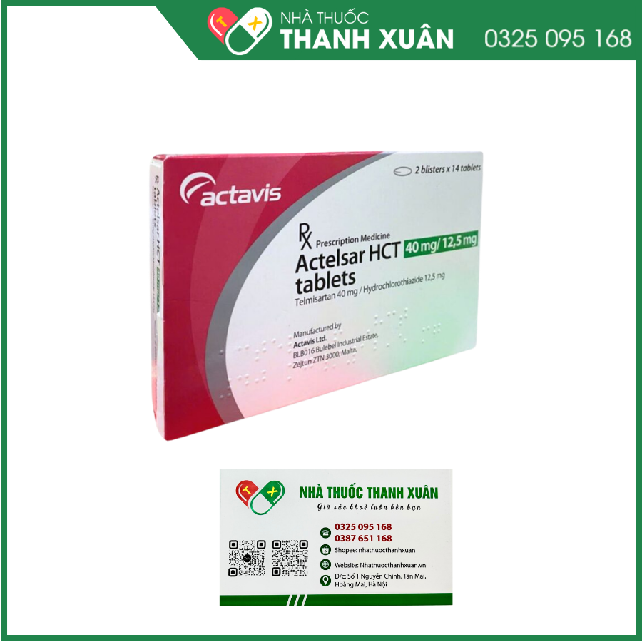 Actelsar HCT 40mg/12,5mg điều trị tăng huyết áp